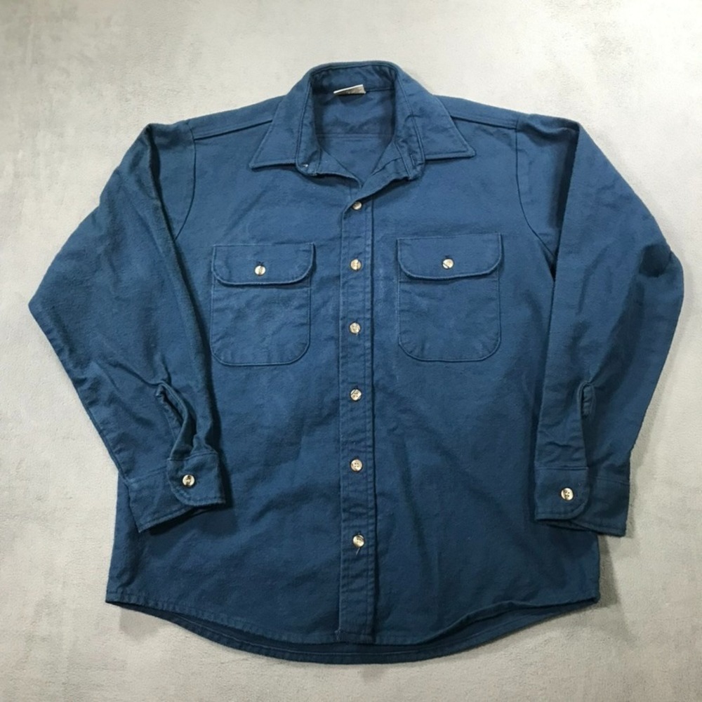 Vintage Five Brother Flannel Shirt Men's Medium Blue USA Button Up Chamois